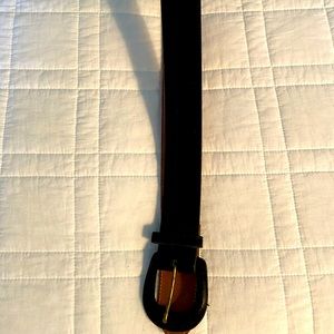 Black suede with covered buckle.